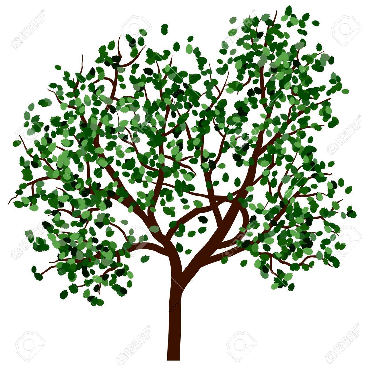 1300x1300 Summer Tree With Green Leaves. Eps 10 Vector Illustration. Royalty