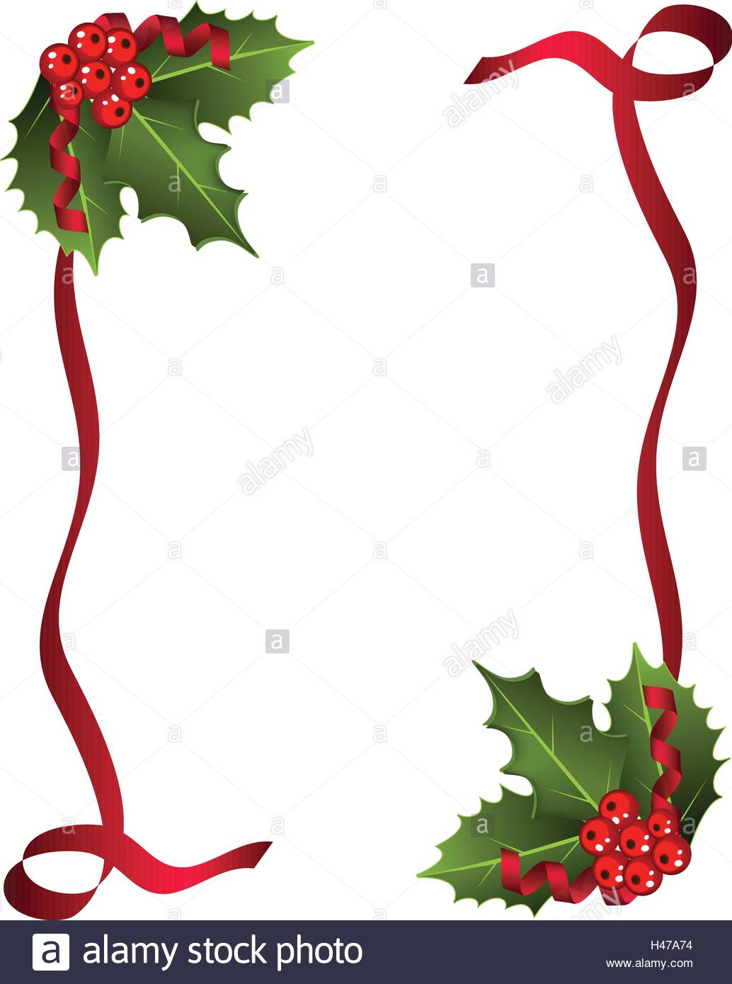 1034x1390 Christmas Berries With Red Ribbon And Green Leaves Over White