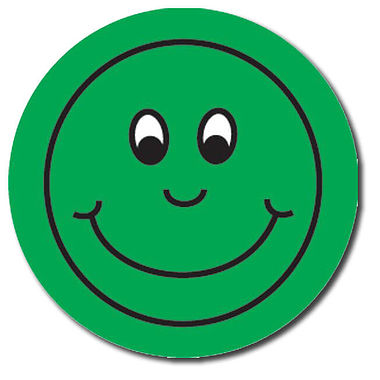 380x380 Green Smiley Face 25mm Stickers Sheet Of 70