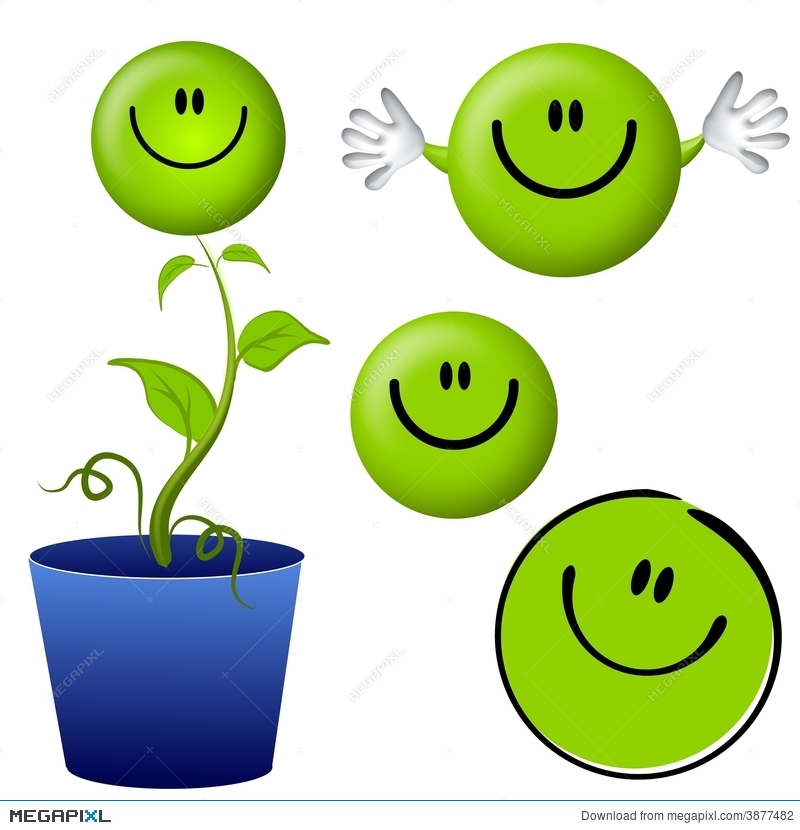 800x830 Think Green Smiley Face Cartoon Characters Illustration 3877482