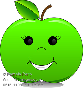 286x300 Clip Art Image Of A Happy Green Apple With A Smiley Face