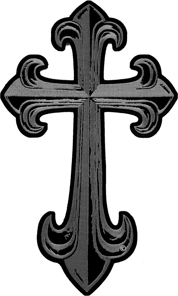 600x999 Steel Grey Cross Patch Religious Cross Patches