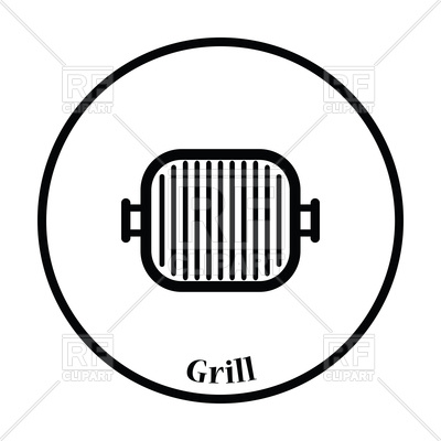 400x400 Thin Circle Design Of Grill Pan Icon Royalty Free Vector Clip Art