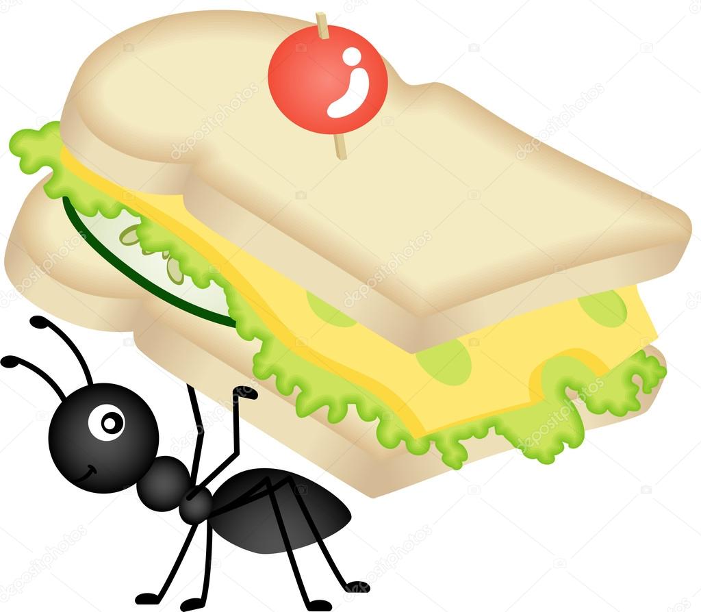 1024x894 Ant Carrying Cheese Sandwich Stock Vector Socris79