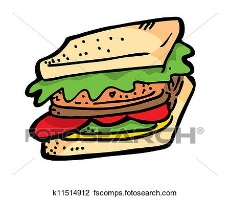 450x387 Clipart Of Sandwich Doodle K11514912