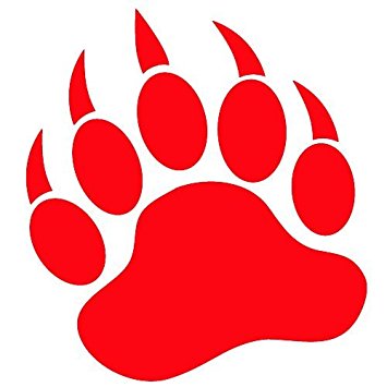 355x355 Grizzly Bear Paw Print 5 Red Vinyl Decal Window Clip Art