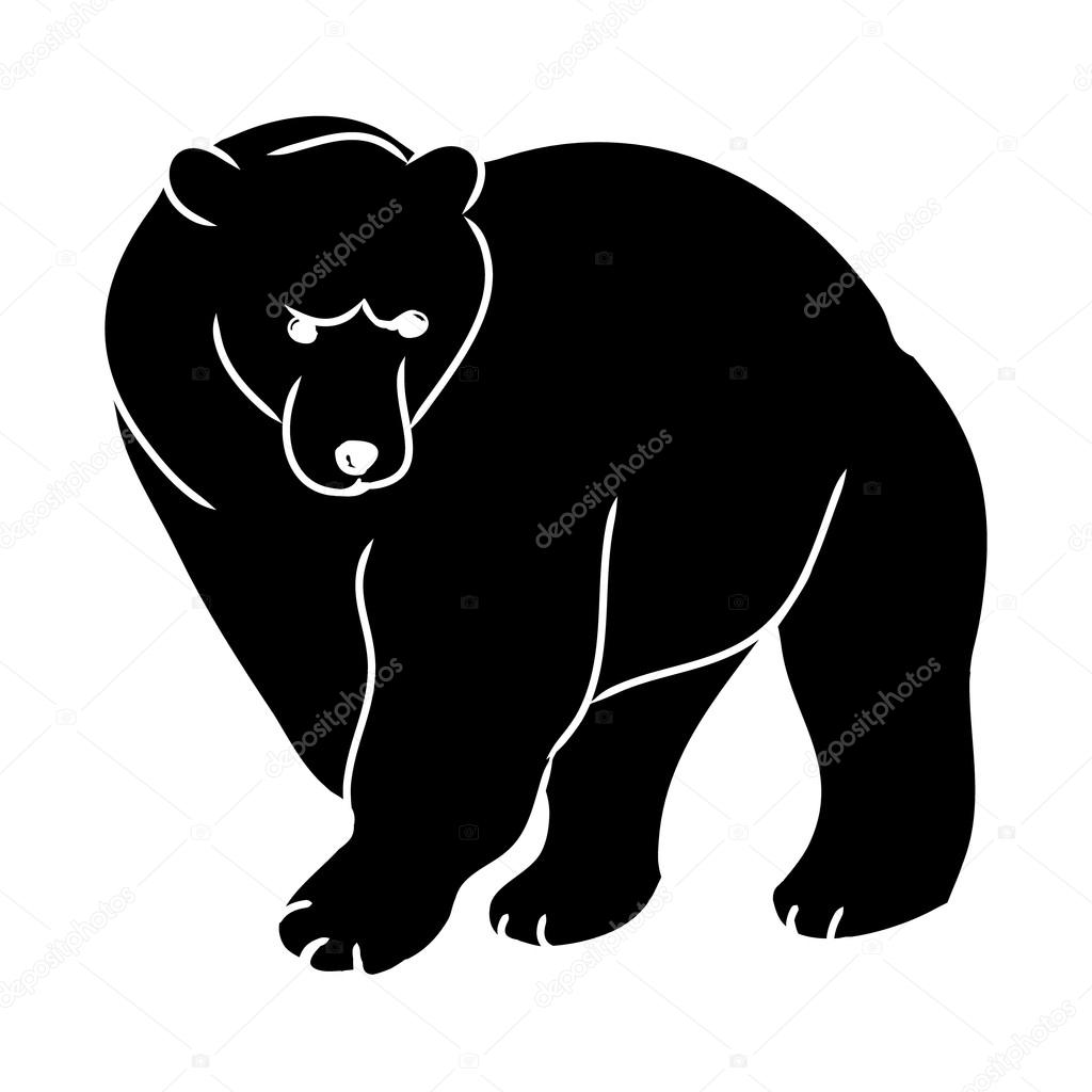 Силуэт медведя на белом фоне