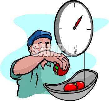 350x324 Royalty Free Clipart Image Man Weighing Apples