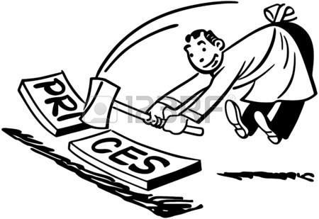 450x309 Grocer Cutting Prices Royalty Free Cliparts, Vectors, And Stock