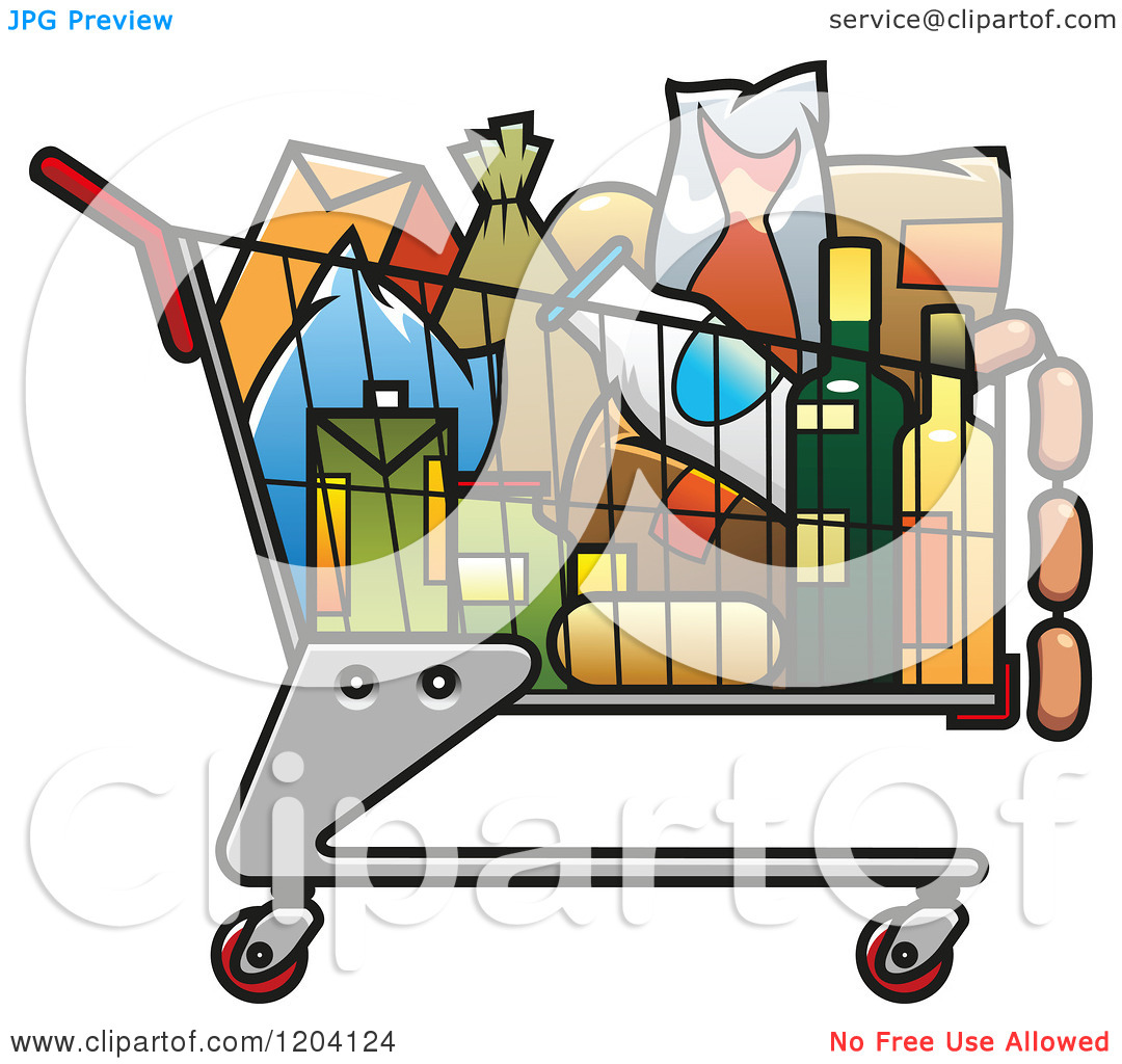 1080x1024 Shopping Cart With Food Clipart