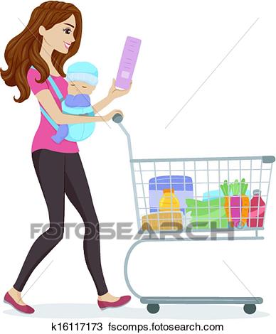 388x470 Clipart Of Grocery Mom K16117173