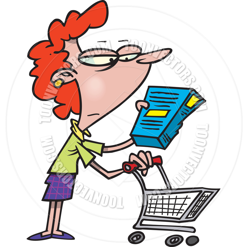 940x940 Cartoon Woman Grocery Shopping By Ron Leishman Toon Vectors Eps