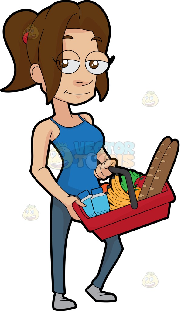 596x1024 Woman Clipart Grocery Shopping