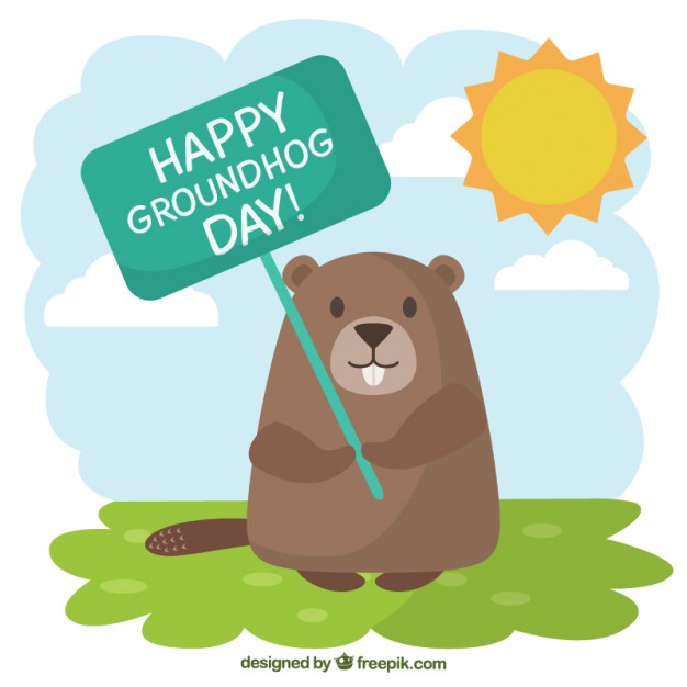 626x626 Groundhog With A Greeting Poster Illustration Vector Free Download