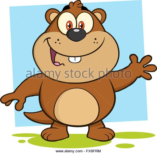 552x540 Happy Cartoon Beaver Waving Smiling Stock Photos Amp Happy Cartoon