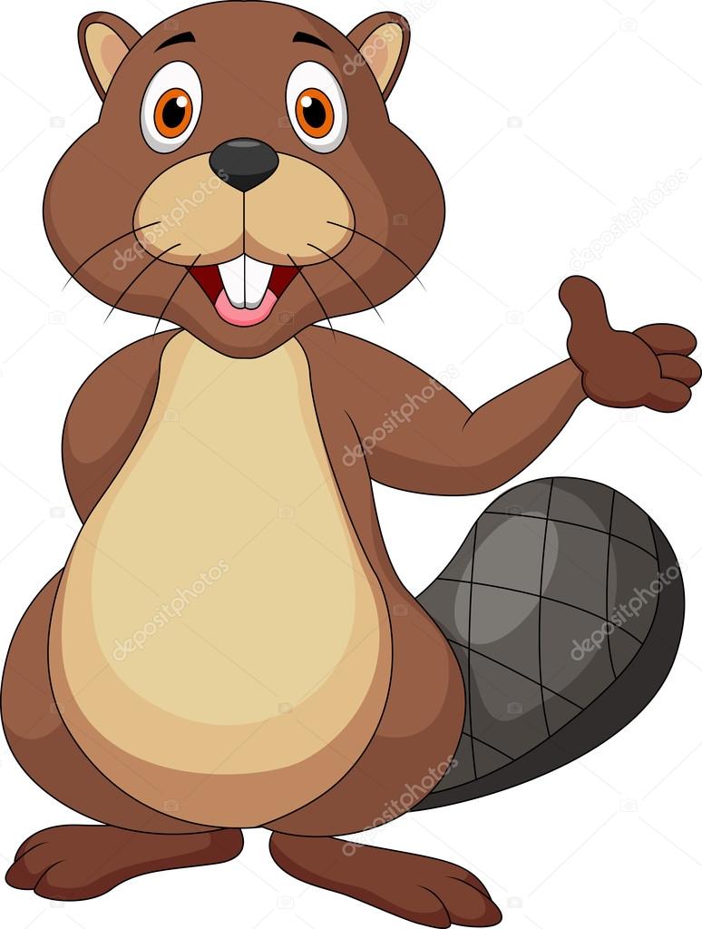 774x1024 Cute Beaver Cartoon Waving Hand Stock Vector Tigatelu