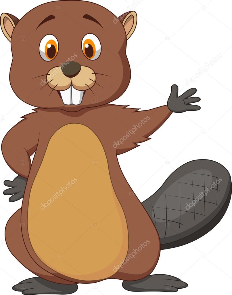 807x1023 Beaver Cartoon Waving Hand Stock Vector Tigatelu