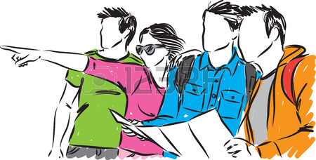 450x228 Group Of Friends Drinking Vector Illustration Royalty Free