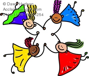 300x256 Group Of Happy Little Diverse Girl Friends Clipart Image