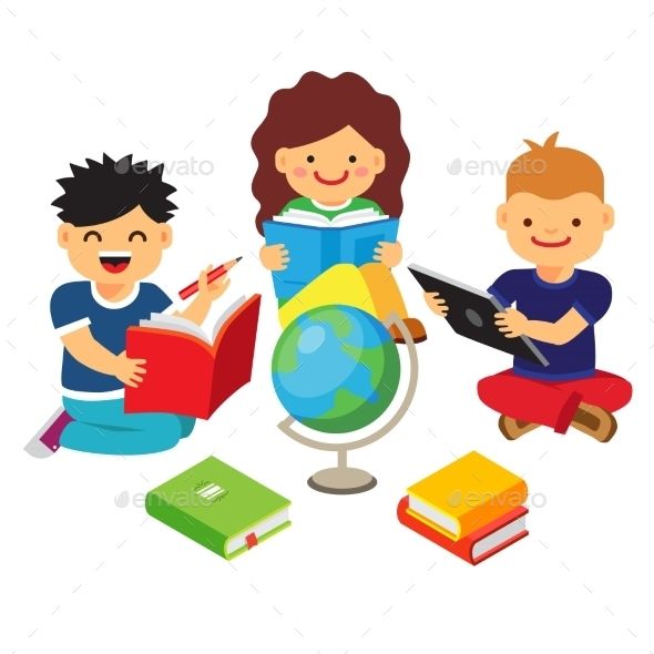 590x590 Group Of Kids Studying And Learning Together Kids Study, Icon