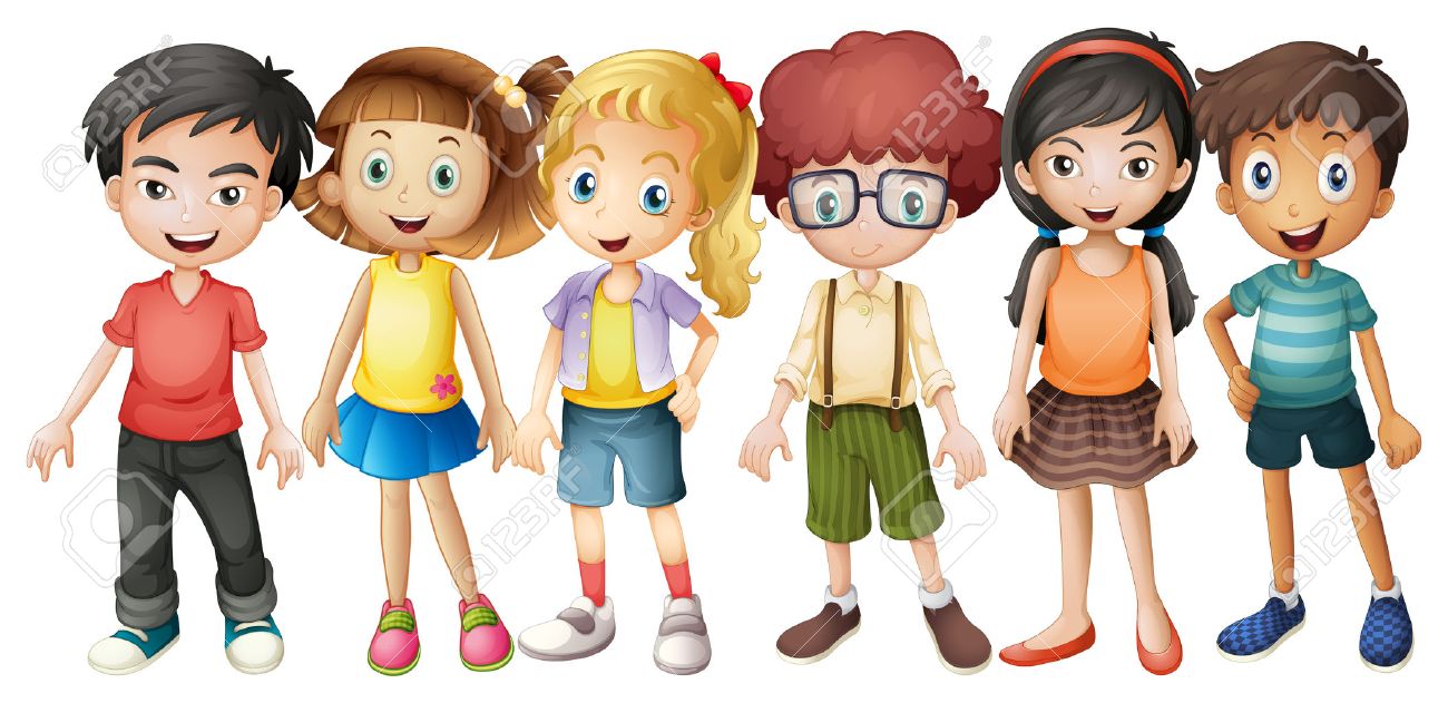 1300x631 Boys And Girls Standing In Group Illustration Royalty Free
