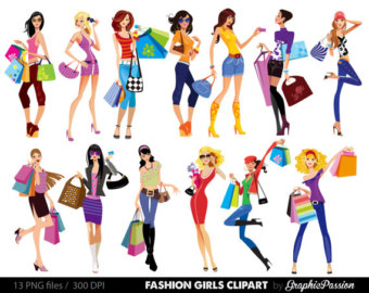 340x270 Fashion Lady Clip Art Fashion Girl Digital Shopping Ladies