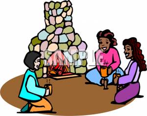 300x237 Group Of Girls Sitting Around A Fire With Hot Chocolate Clipart