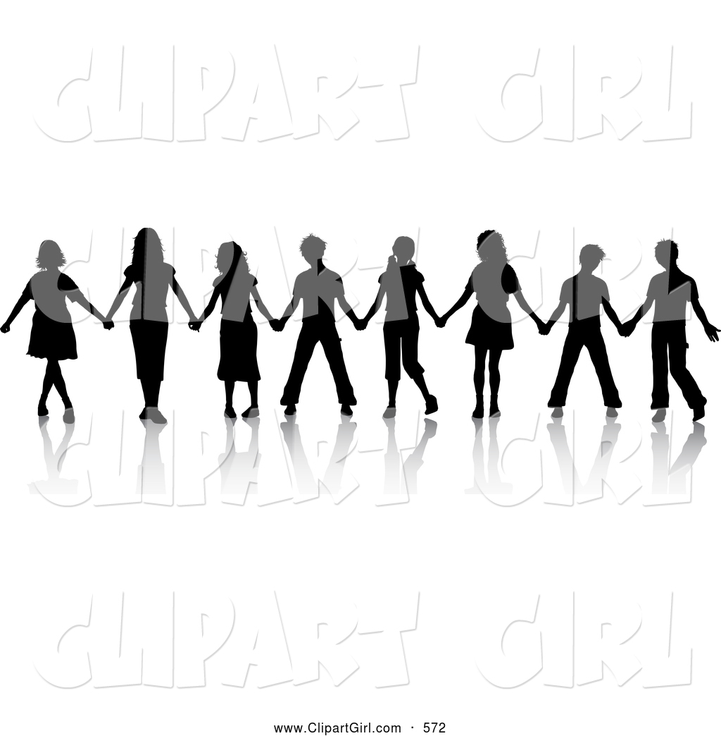 1024x1044 Clip Art Of A Group Of Black Silhouetted Boys And Girls Standing