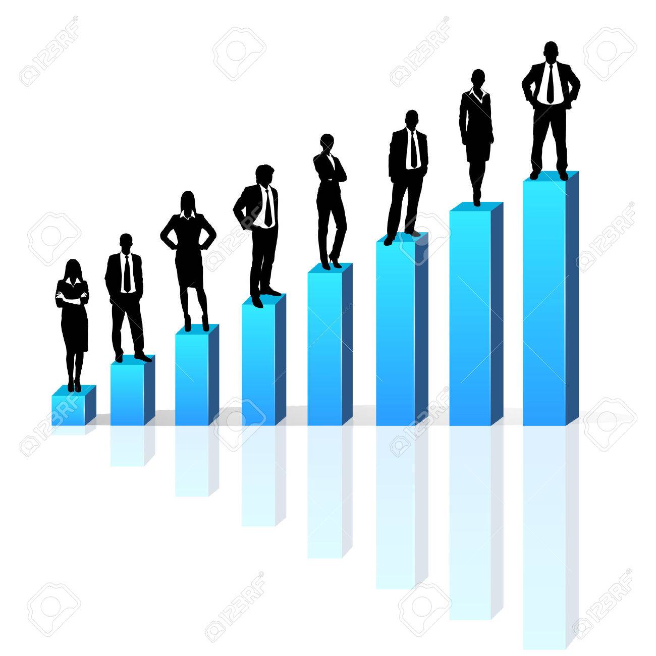 1300x1300 Business People Standing On 3d Financial Bar Graph Group Black