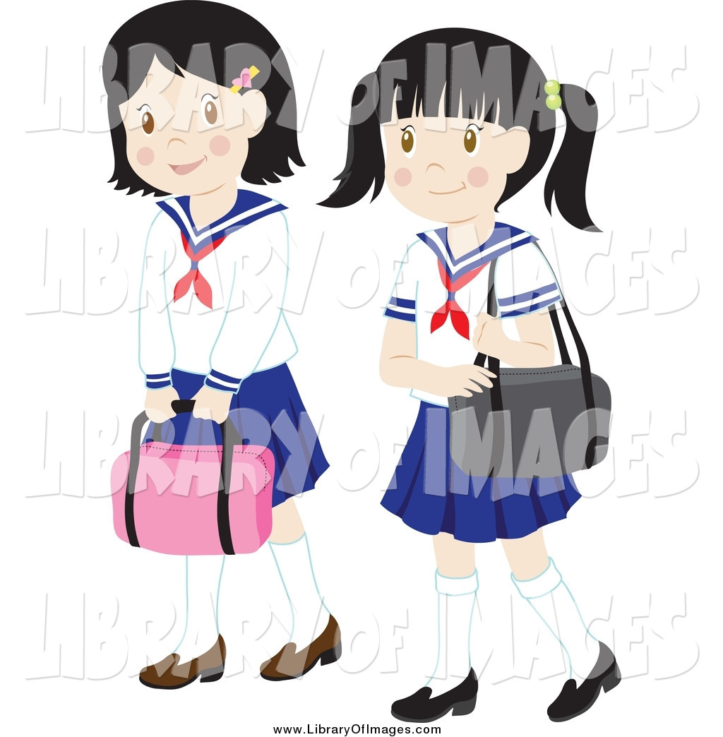 1024x1044 Clip Art Of Two School Girls In Uniforms By Rosie Piter