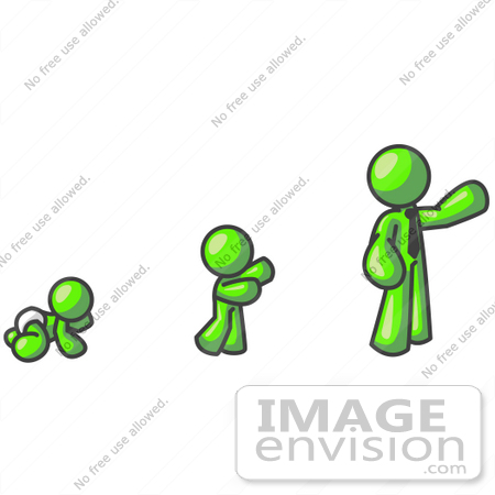 450x450 Clip Art Graphic Of A Lime Green Guy Character Growing From A Baby