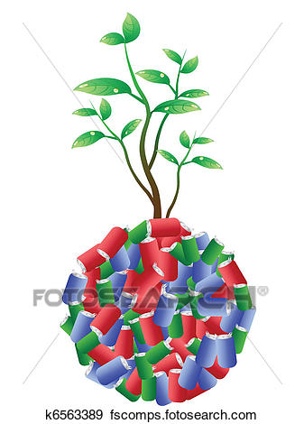337x470 Clip Art Of Green Plant Growing From Recycling Aluminum Cans