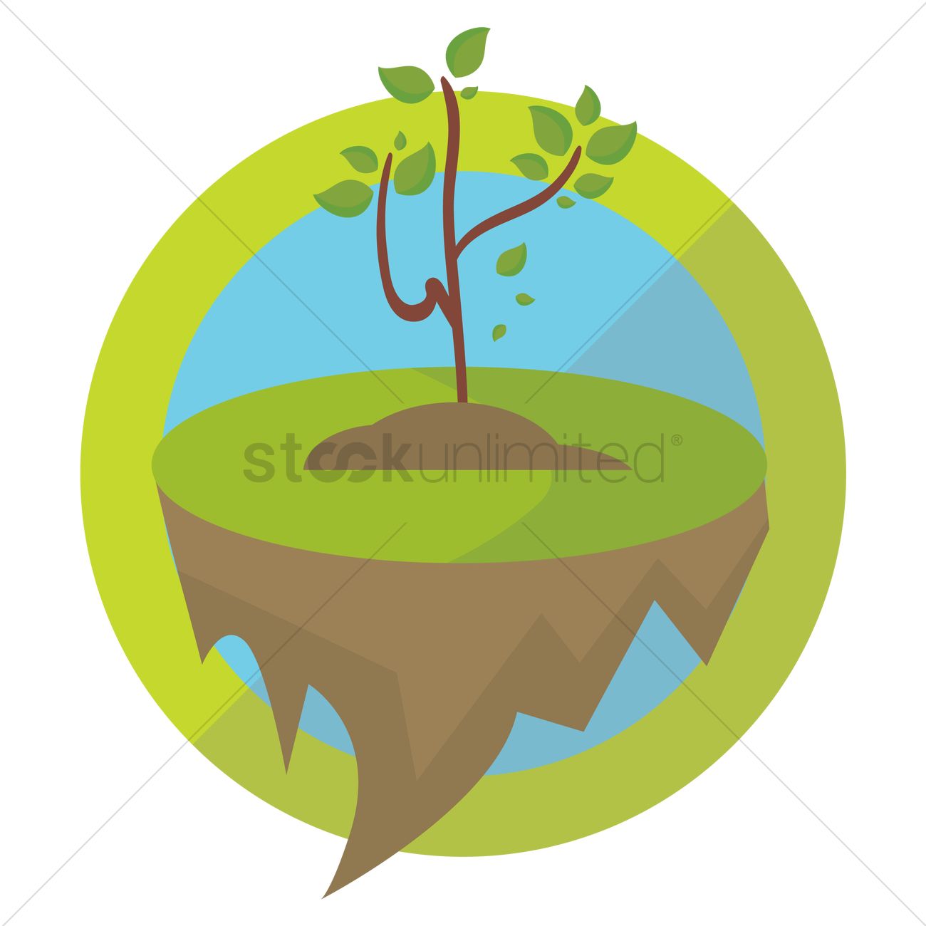 1300x1300 Plant Growing On Floating Ground Vector Image