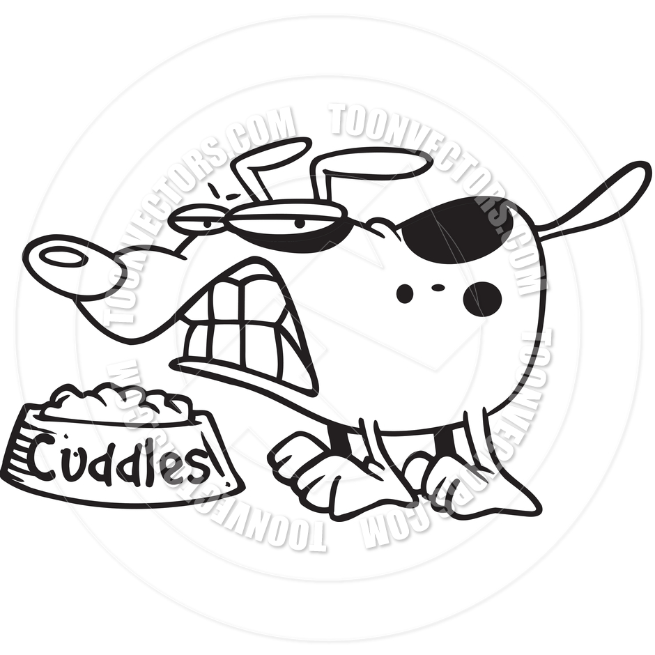 940x940 Cartoon Dog Growling (Black And White Line Art) By Ron Leishman