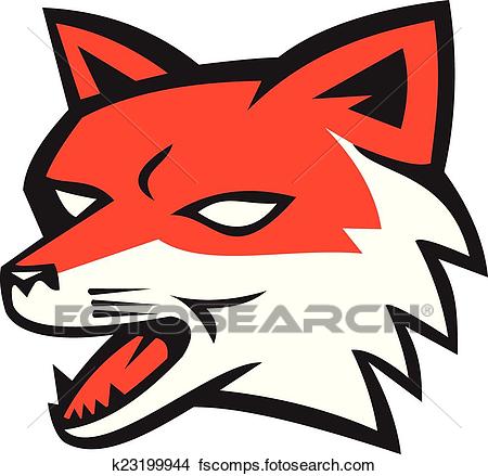 450x439 Clipart Of Red Fox Head Growling Retro K23199944