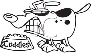 300x177 Coloring Page Of A Dog Growling Over His Food Clip Art Image