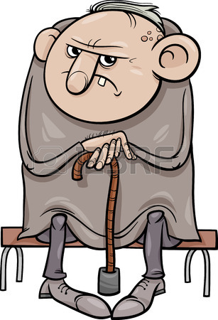 307x450 Cartoon Illustration Of Grumpy Old Man Senior Royalty Free
