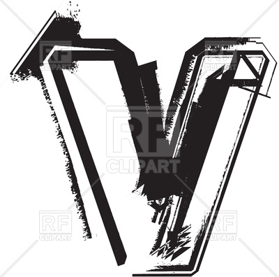 400x396 Grunge Black Letter V On White Background Royalty Free Vector Clip