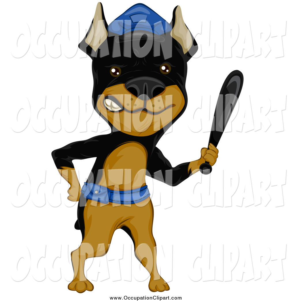 1024x1044 Clip Art Of A Mini Doberman Pinsher Guard Dog Holding A Club By