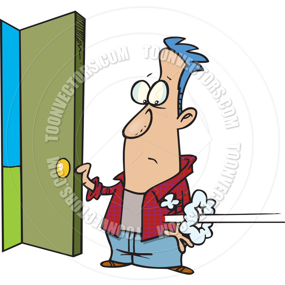 940x940 Cartoon Man Opening The Front Door By Ron Leishman Toon Vectors
