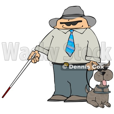 400x400 Man With A Cane And Guide Dog Clipart Illustration Djart