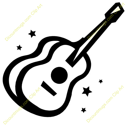 500x500 Black And White Guitar Clip Art