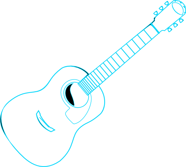 600x540 Guitar Outline Blue Clip Art