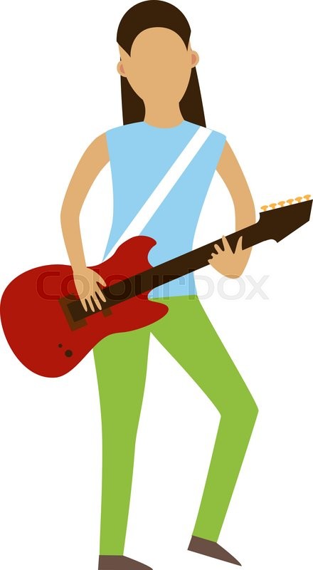 440x800 Black Outline Vector Guitar On White Background. Stock Vector