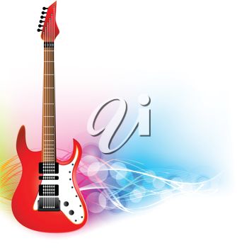335x350 Picture Of A Red And White Electric Guitar In A Vector Clip Art