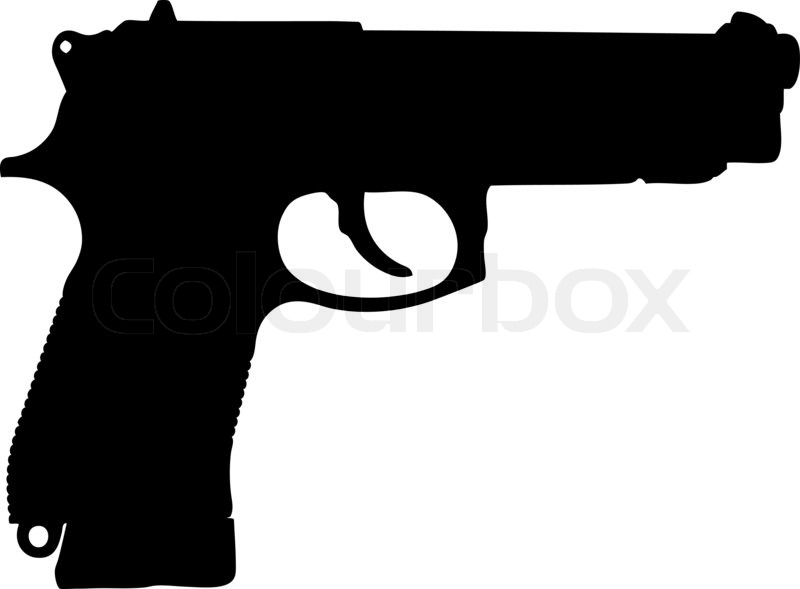 800x589 Silhouette Of Pistol On A White Background Stock Photo Colourbox
