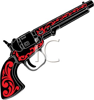 331x350 Clip Art Image Of A Red And Black Pistol On A White Background
