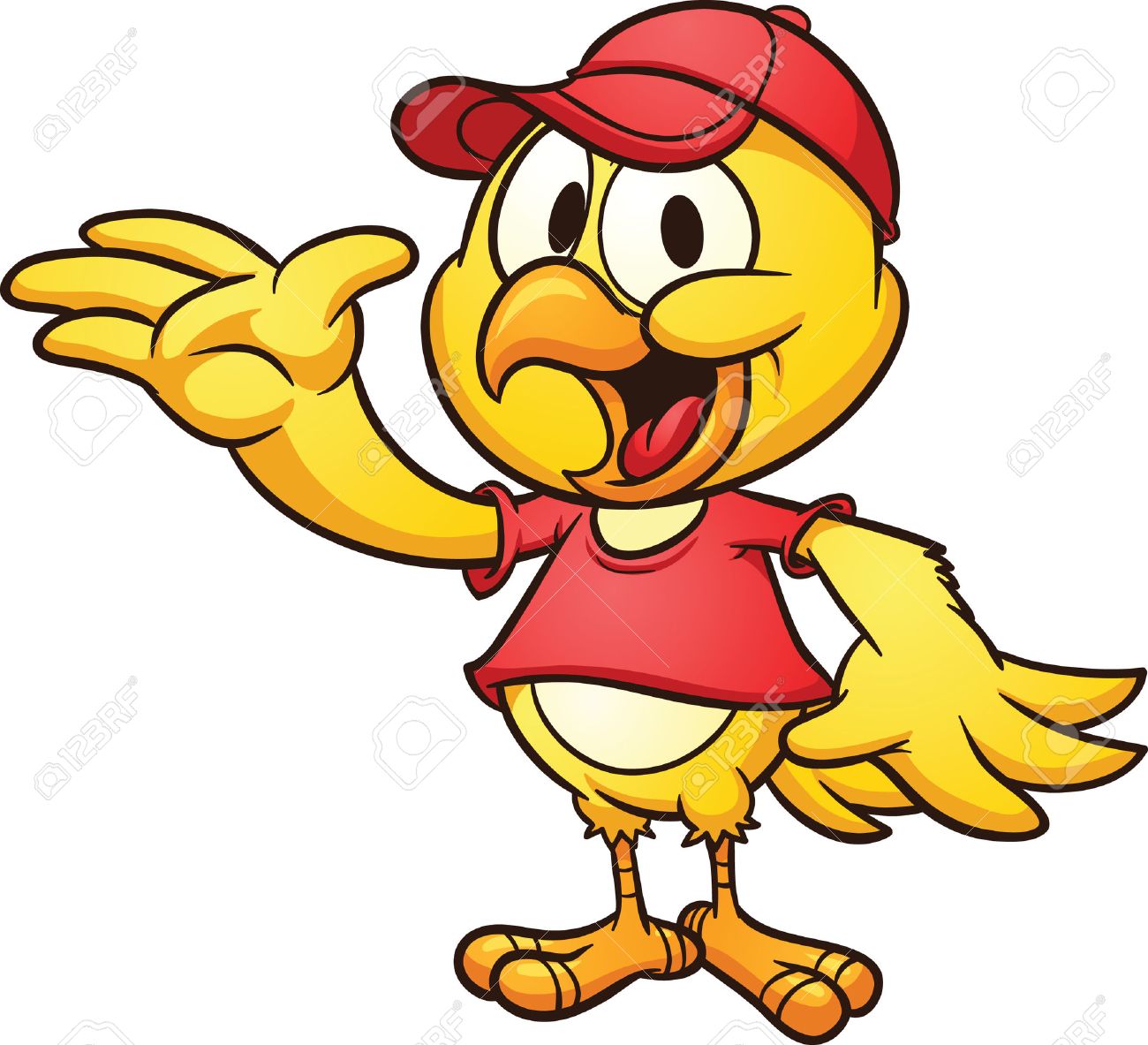 1300x1183 Clip Art Of A Cute Cartoon Chicken Wearing A Baseball Hat Vector