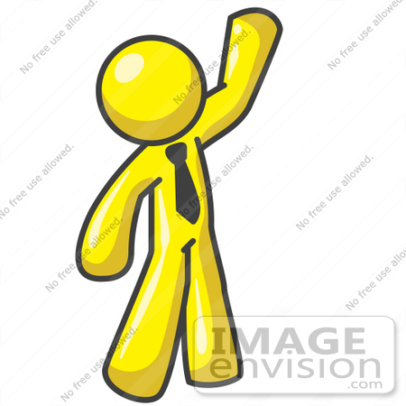 450x450 Clip Art Graphic Of A Yellow Guy Character Waving