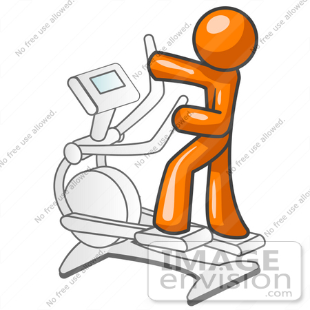 450x450 Clip Art Graphic Of Orange Guy Character Getting Exercise On